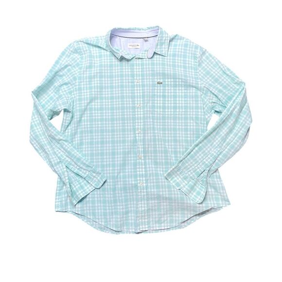 LACOSTE Long Sleeve Button Down Plaid Shirt Size XL - Picture 1 of 8